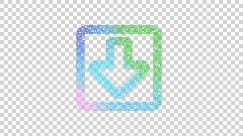 Icon arrow square down is made up of LED square shapes. There are bright diodes Illustrazione stock