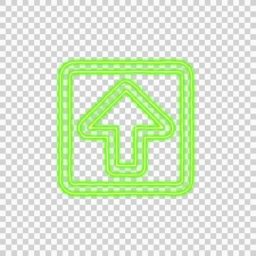 Icon arrow square up from the flow of energy of green color. Shimmering neon Stock Illustration