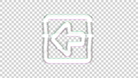 Icon arrow square left is distorted. Glitch. Noise, chromatic aberration, Stock Illustration