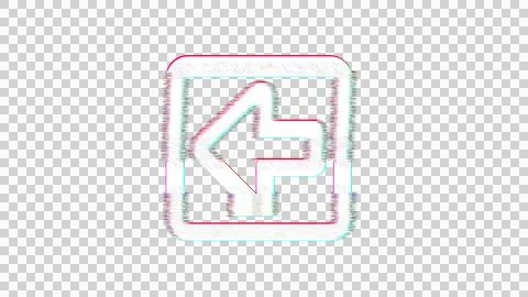 Icon arrow square left is distorted. Glitch. Noise, chromatic aberration, Stock Illustration