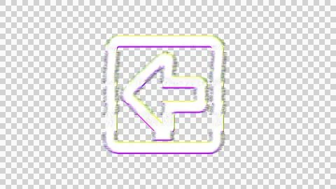 Icon arrow square left is distorted. Glitch. Noise, chromatic aberration, Stock Illustration