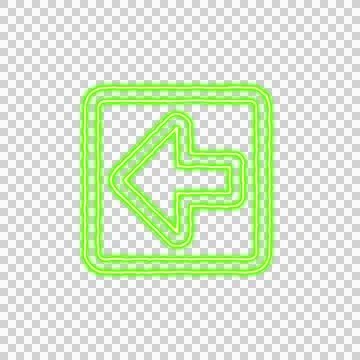 Icon arrow square left from the flow of energy of green color. Shimmering neon Stock Illustration