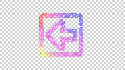 Icon arrow square left is made up of LED square shapes. There are bright diodes Illustrazione stock