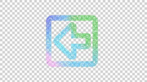 Icon arrow square left is made up of LED square shapes. There are bright diodes Illustrazione stock