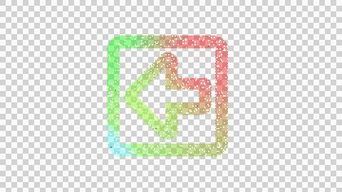 Icon arrow square left is made up of LED square shapes. There are bright diodes Illustrazione stock