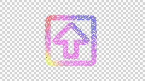 Icon arrow square up is made up of LED square shapes. There are bright diodes Illustrazione stock