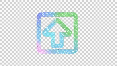 Icon arrow square up is made up of LED square shapes. There are bright diodes Illustrazione stock