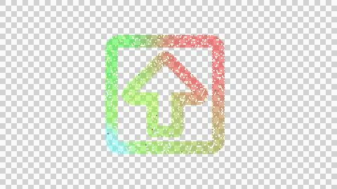 Icon arrow square up is made up of LED square shapes. There are bright diodes Illustrazione stock