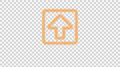 Icon arrow square up is made of yellow grains of sand. Some grains of sand fall Stock Illustration