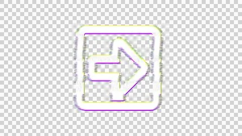 Icon arrow square right is distorted. Glitch. Noise, chromatic aberration, Stock Illustration