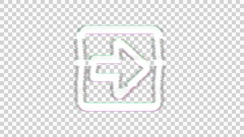 Icon arrow square right is distorted. Glitch. Noise, chromatic aberration, Stock Illustration
