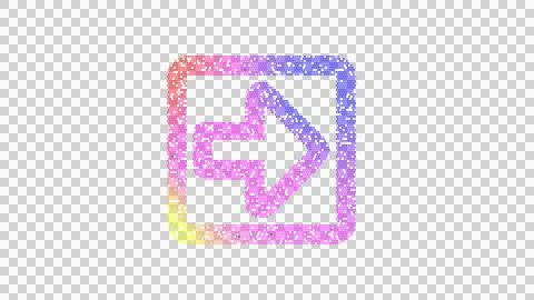 Icon arrow square right is made up of LED square shapes. There are bright diodes Illustrazione stock