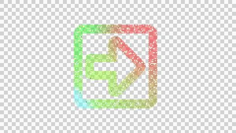 Icon arrow square right is made up of LED square shapes. There are bright diodes Illustrazione stock