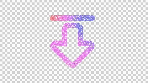 Icon arrow from top is made up of LED square shapes. There are bright diodes and Ilustração Stock