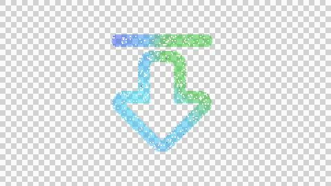 Icon arrow from top is made up of LED square shapes. There are bright diodes and Ilustração Stock