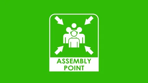 Icon assembly point gathering point animated evacuation route point to resc.. Stock Footage 312494527