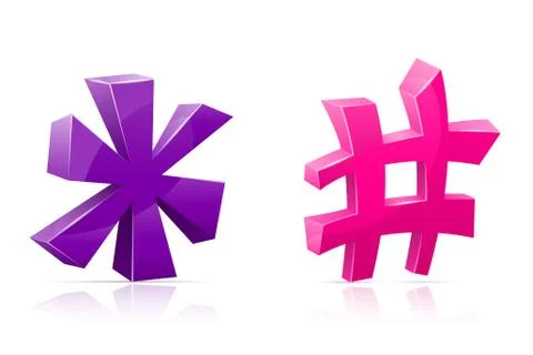 Icon asterisk and hashtag mark sign graphic elements for design vector illust Stock Illustration