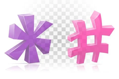 Icon asterisk and hashtag mark sign graphic elements for design vector illust Stock Illustration