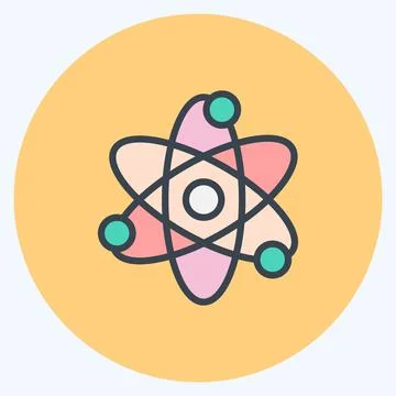 Icon Atomic Energy. suitable for education symbol. color mate style. simple d Stock Illustration