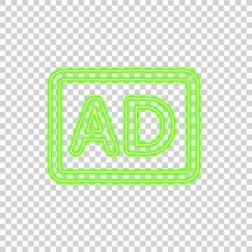Icon audio description from the flow of energy of green color. Shimmering neon Stock Illustration