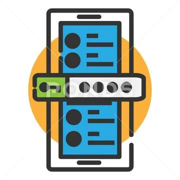 Icon of authentication on the phone. Password input field Stock Illustration