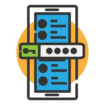 Icon of authentication on the phone. Password input field Stock Illustration