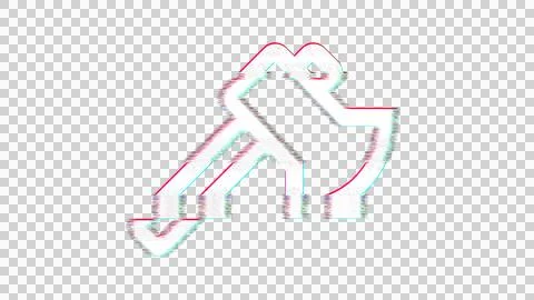 Icon axe is distorted. Glitch. Noise, chromatic aberration, geometric distortion Stock Illustration