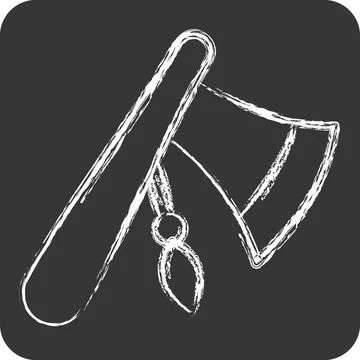 Icon Axe. related to American Indigenous symbol. chalk Style. simple design.. Stock-Illustration