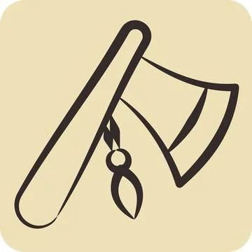 Icon Axe. related to American Indigenous symbol. hand drawn style. simple d.. Stock Illustration