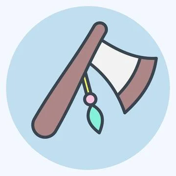 Icon Axe. related to American Indigenous symbol. color mate style. simple d.. Stock Illustration