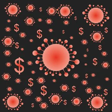 Icon background from dollars and viruses, covid 19. Vector illustration eps 10 Stock Illustration