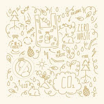 Icon background, no plastic. Conceptual Eco-life, without plastic. Poster eco Stock Illustration