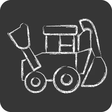 Icon Backhoe. related to Construction Vehicles symbol. chalk Style. simple .. Stock Illustration