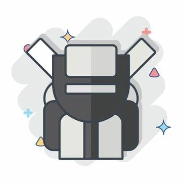 Icon Backpack. related to Backpacker symbol. comic style. simple design edi.. イラスト素材