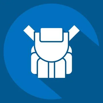 Icon Backpack. related to Backpacker symbol. long shadow style. simple desi.. Stock Illustration