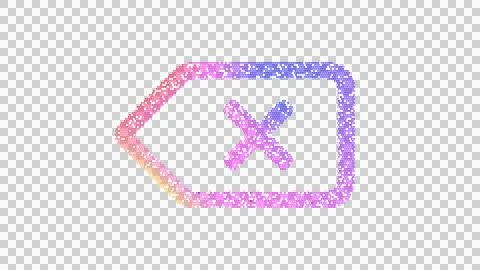 Icon backspace is made up of LED square shapes. There are bright diodes and Illustrazione stock