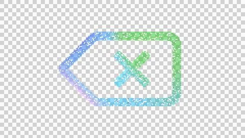 Icon backspace is made up of LED square shapes. There are bright diodes and Illustrazione stock
