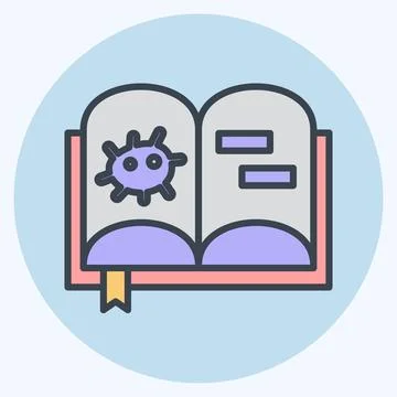 Icon Bacteriology Book. related to Bioengineering symbol. color mate style Stock Illustration