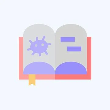 Icon Bacteriology Book. related to Bioengineering symbol. flat style Stock Illustration