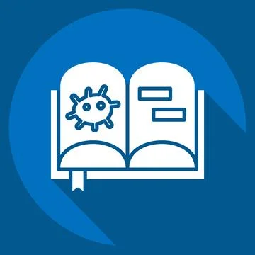 Icon Bacteriology Book. related to Bioengineering symbol. long shadow style Stock Illustration