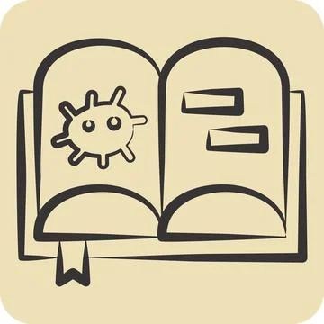 Icon Bacteriology Book. related to Bioengineering symbol. hand drawn style Stock Illustration