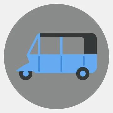 Icon bajaj. Transportation elements. Icons in color mate style. Good for pr.. Illustrazione stock