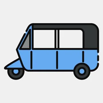 Icon bajaj. Transportation elements. Icons in filled line style. Good for p.. Illustrazione stock