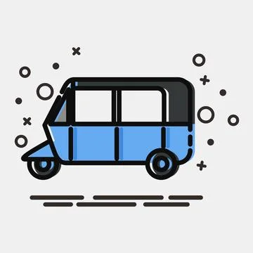 Icon bajaj. Transportation elements. Icons in MBE style. Good for prints, p.. Stock Illustration