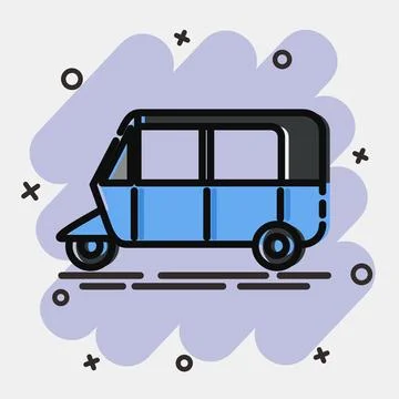 Icon bajaj. Transportation elements. Icons in comic style. Good for prints,.. Stock Illustration