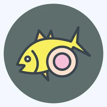 Icon Baked Fish. suitable for seafood symbol. color mate style. simple design Stock Illustration