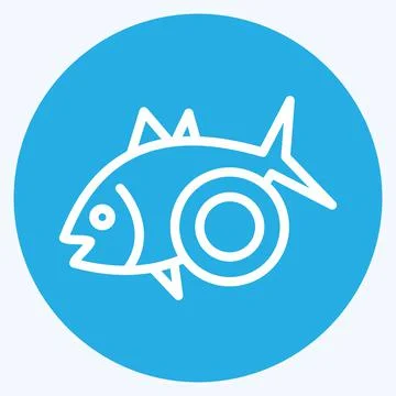 Icon Baked Fish. suitable for seafood symbol. blue eyes style. simple design  Illustrazione stock