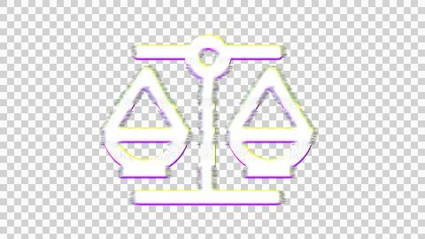 Icon balance scale is distorted. Glitch. Noise, chromatic aberration, geometric Stock Illustration