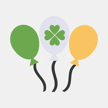 Icon balloons. St. Patrick's Day celebration elements. Icons in flat style... Illustrazione stock