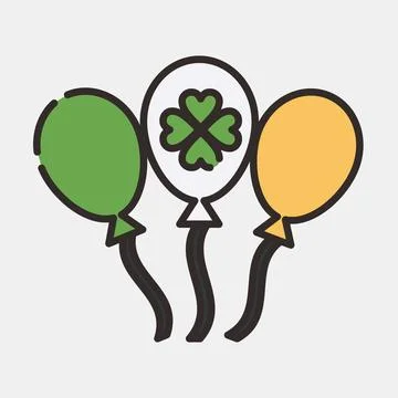 Icon balloons. St. Patrick's Day celebration elements. Icons in filled line.. イラスト素材